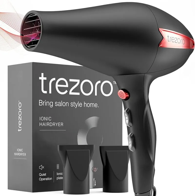 

2200W Ionic Salon Hair Dryer, Professional Blow Dryer, Lightweight Travel Hairdryer, Includes Volume Styling Nozzle,Black or Red