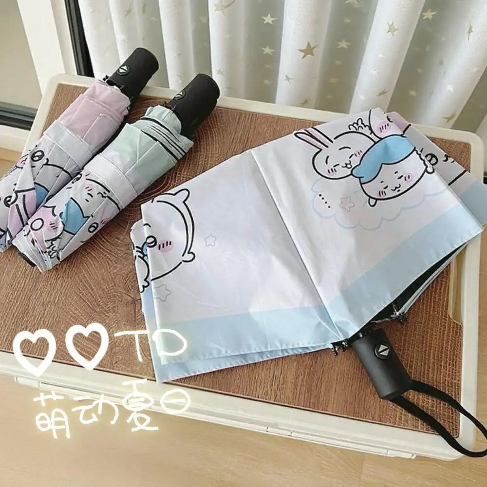 Cartoon Chiikawa Automatic Manual Parasol Anime Hachiware Kawaii Folding Sun Protection Umbrella Girls Rainy Umbrella Portable view 5