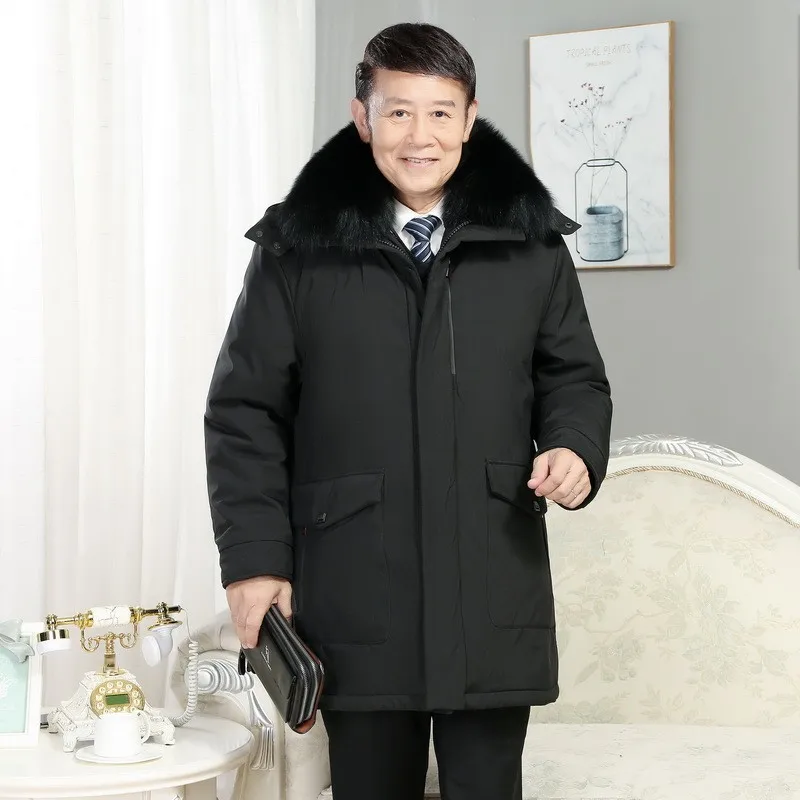 

Detachable Thiened Winter down Jaet for Middle-Aged And ly Men Long Sle andpa Clothes Removable Inner