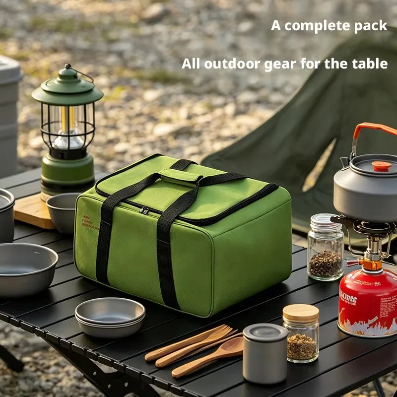 Home/Outdoor Large Capacity Picnic Bag, Portable Camping Storage Bag for Gas Stove, Tactical Tool Organizer Gear