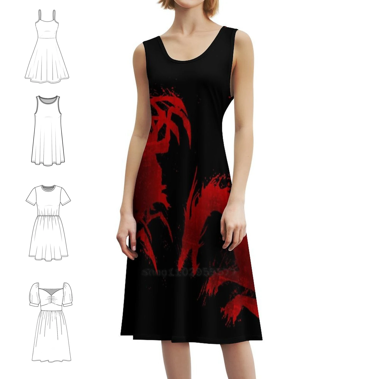 أصول عصر التنين: فستان الصحوة الدم التنين V2 على الطراز الكوري للنساء فستان كاجوال أنيق للحفلات أو التنين للارتداء اليومي #1