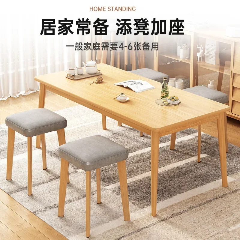 Stool Household Living Room Solid Wood Bench Stackable Square Stool Balcony Chair New Chinese Strong Soft