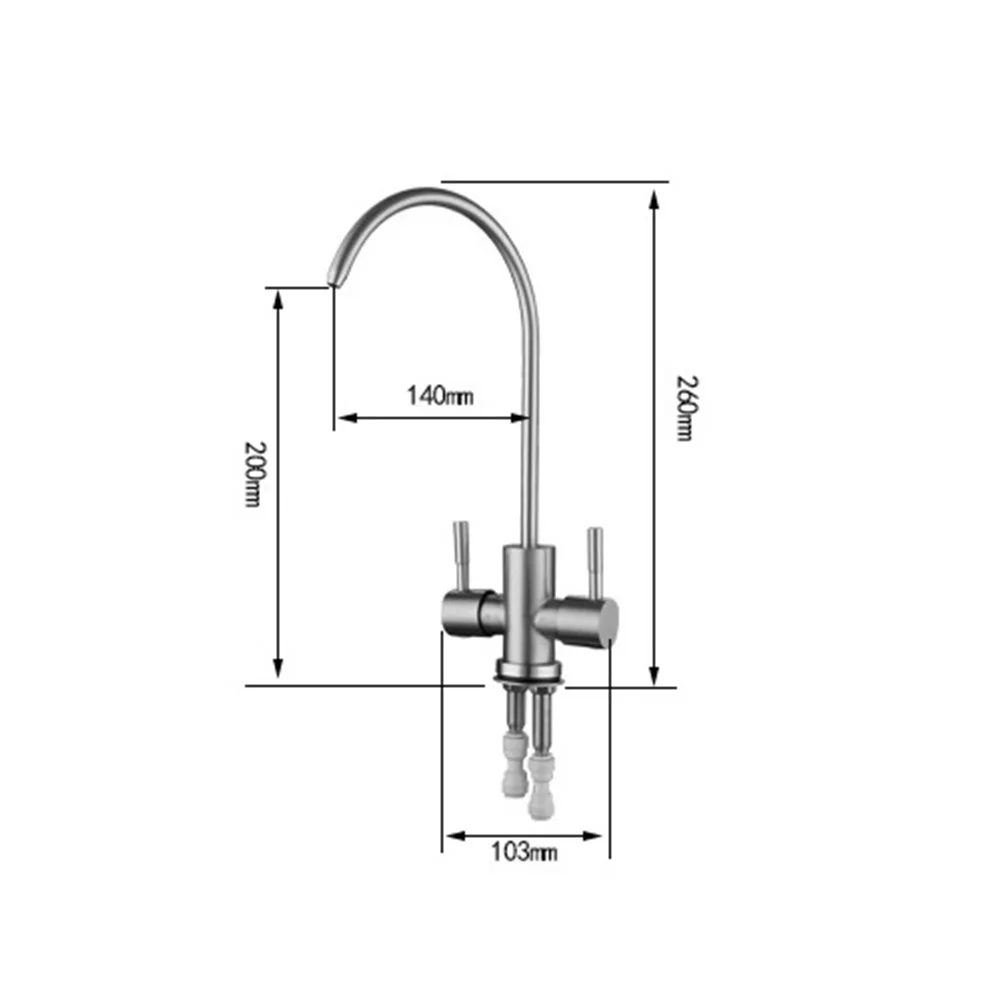 Kitchen Sink Household Plumbing Accessory Stainless Steel Dual Outlet 2 Way Water Purification Faucet Drinking Filter Tap Supply