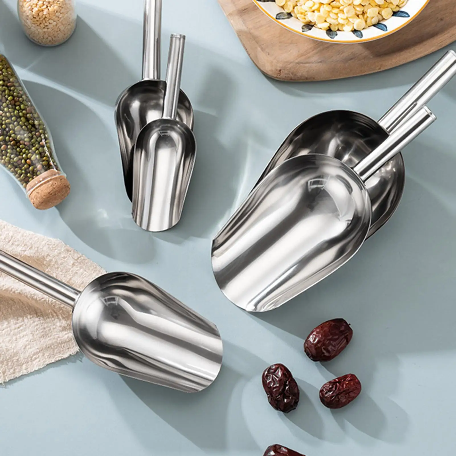 Stainless Steel Ice Scoop for Measuring Coffee Beans Flour Multipurpose Utility Scoop for Coffee Bean Food Candy Flour Popcorn