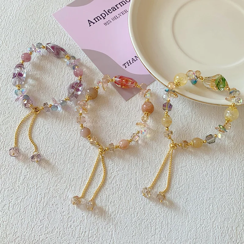 

Весна-лето, новый браслет из хрустального стекла для женщин, нишевый дизайн, высококачественный браслет лучшего друга, регулируемая цепочка