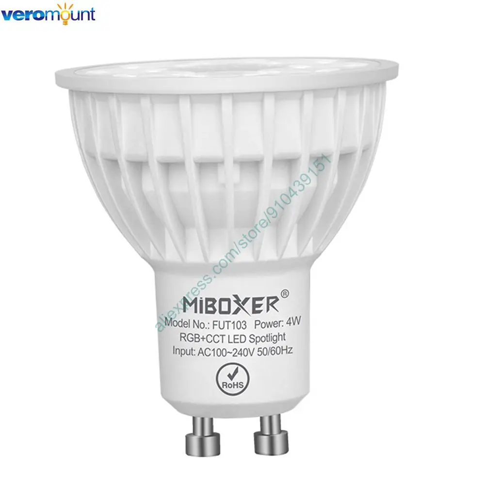 Miboxer FUT103 AC110V 220V GU10 Smart 2.4G TUYA 4W RGBCCT Color Temperature/Brightness Adjustable APP Voice Control Spotlight