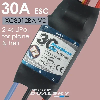 

DUALSKY XC3012BA V2 ESC 30A Electronic Speed Controller for 2-4s LiPo Suitable for Planes And Helicopters
