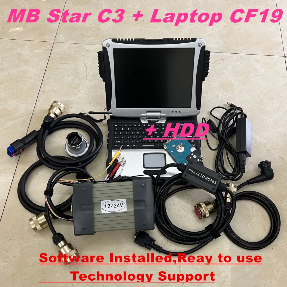 Car and Truck Diagnostic Scanner for Benz MB Star C3 with Diagnosis Software SSD CF-19 Laptop Complete Set Tools Ready To Work