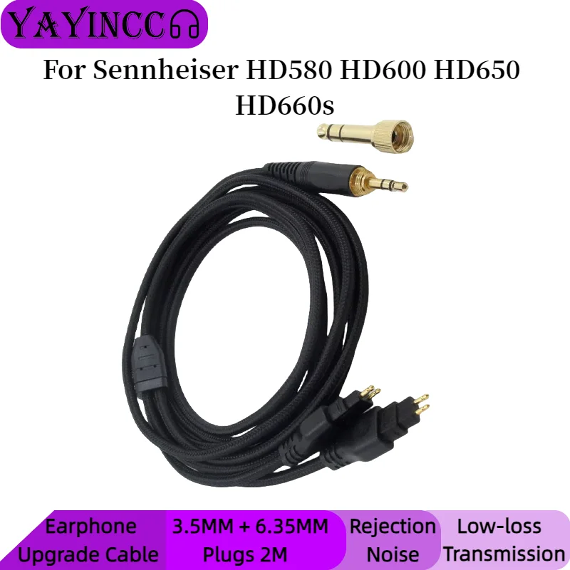 

YAYINCC Replacement 3.5MM + 6.35MM Plug Earphone Cable for Sennheiser HD580 HD600 HD650 HD660s Cable Repair Headset Accessories