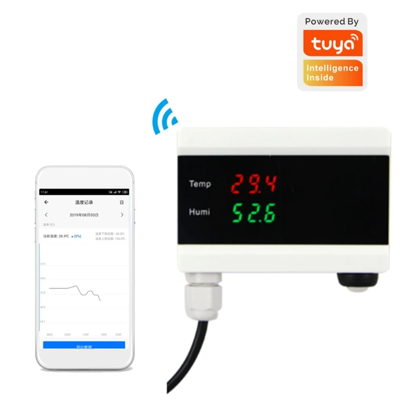 Tuya WIFI مستشعر درجة الحرارة والرطوبة للمنزل الذكي مع شاشة LCD وحدة تحكم ترموستات منزلية