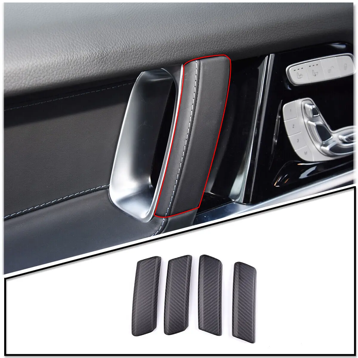 Carbon Fiber Inner Door Grab Handle Cover For Benz G Class W463 G500 G63 2019-2020