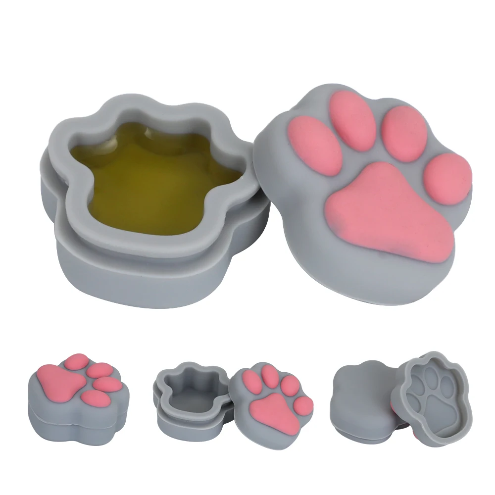 Cute Silicone Wax Oil Container, Slick Jar, Cat Paw Design Storage Box with Can, 40Pcs