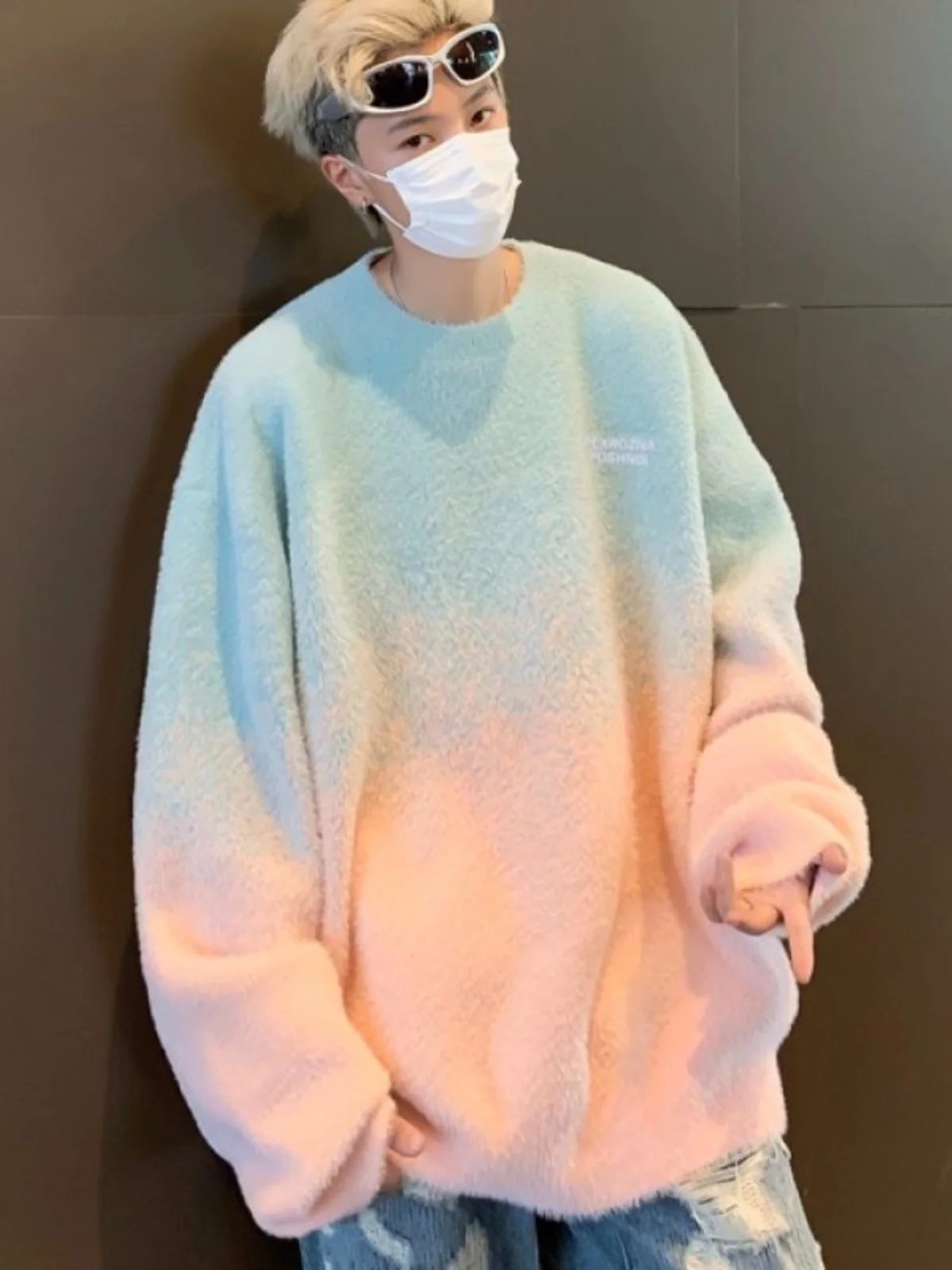 

Мужской вязаный свитер Tie-Dye Adient Lazy High-End, круглый вырез, зимняя верхняя одежда, базовый элемент гардероба, унисекс, для пар