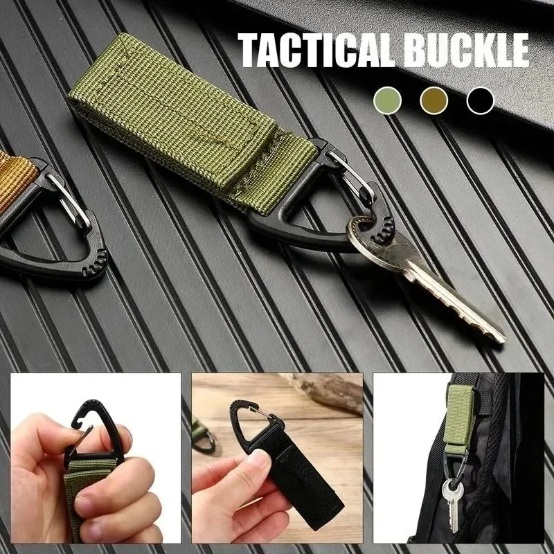 Military Tactical Hanging Key Hook Clip Clamp Buckle Nylon Webbing Molle Belt Carabiner Outdoor Strap Climbing Accessories