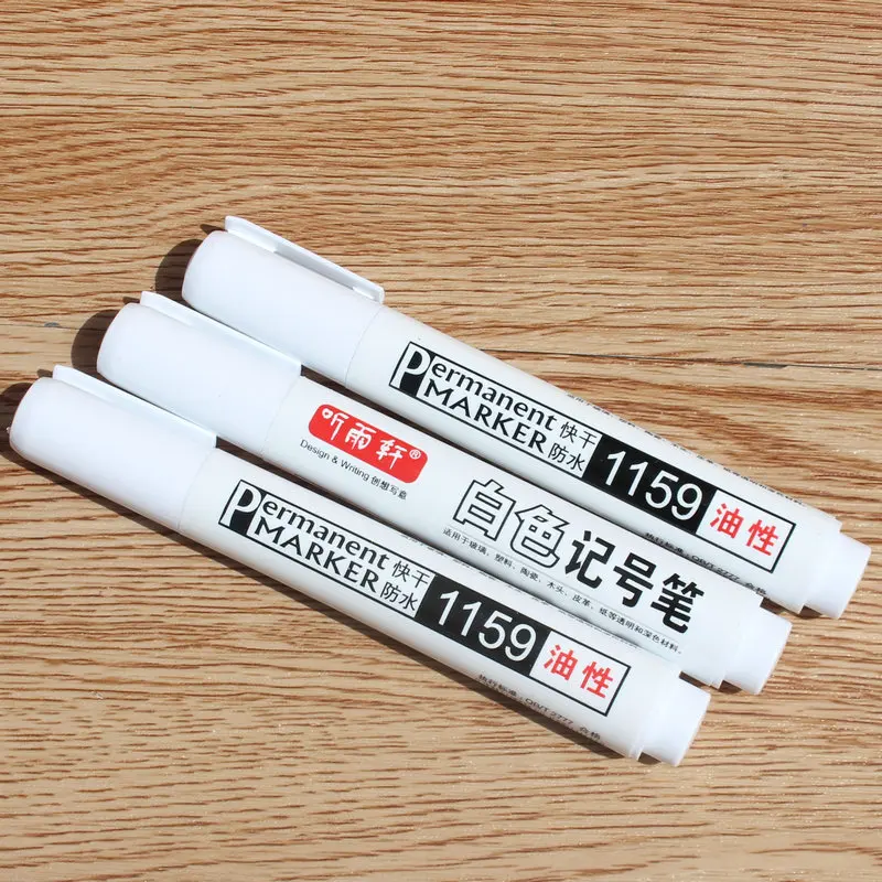 Imagem -06 - Marcador Caneta Álcool Pintura Oleosa Impermeável Pneu Canetas Graffiti Caneta Permanente Gel para Marcador de Couro de Madeira Tecido Pcs Branco