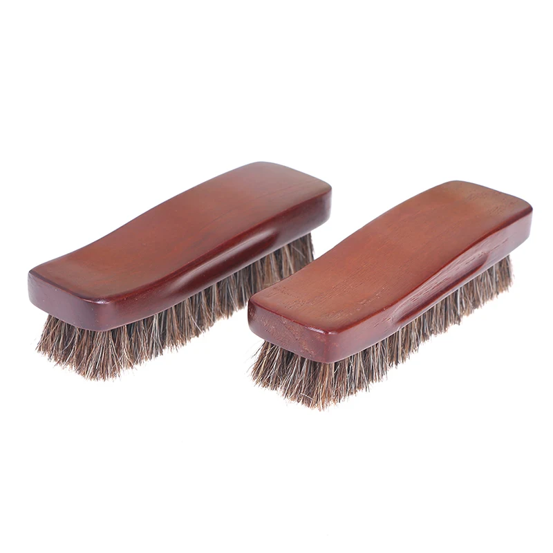 1PCS Natural Wood Bristle Horse Hair Shoe Boot Brush Shine Polish Brush Care Clean