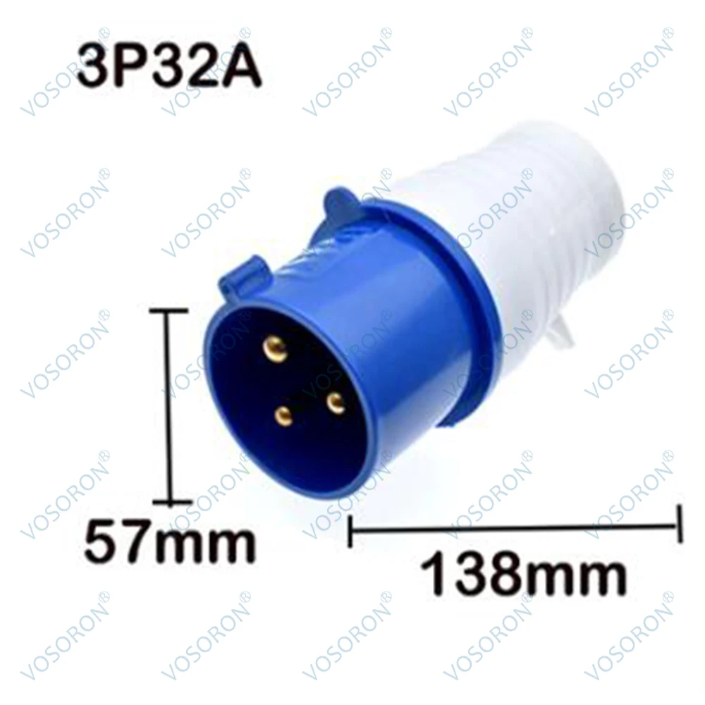 Enchufe o enchufe Industrial de 3 pines, 32Amp, 220-250V, resistente a la intemperie, IP44, 2P + E, para caravana, autocaravana, remolque, camión,