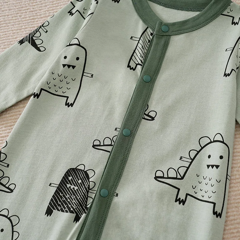 Baby, Newborn, And Toddler Clothing Cute Cartoon Dinosaur Print Comfortable Cotton Long Sleeved Spring And Autumn Jumpsuit