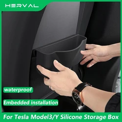 Herval For Tesla Model 3 Model Y Silicone Seat Back Storage Box Waterproof Easy To Install Seat backrest Organizer Accessories