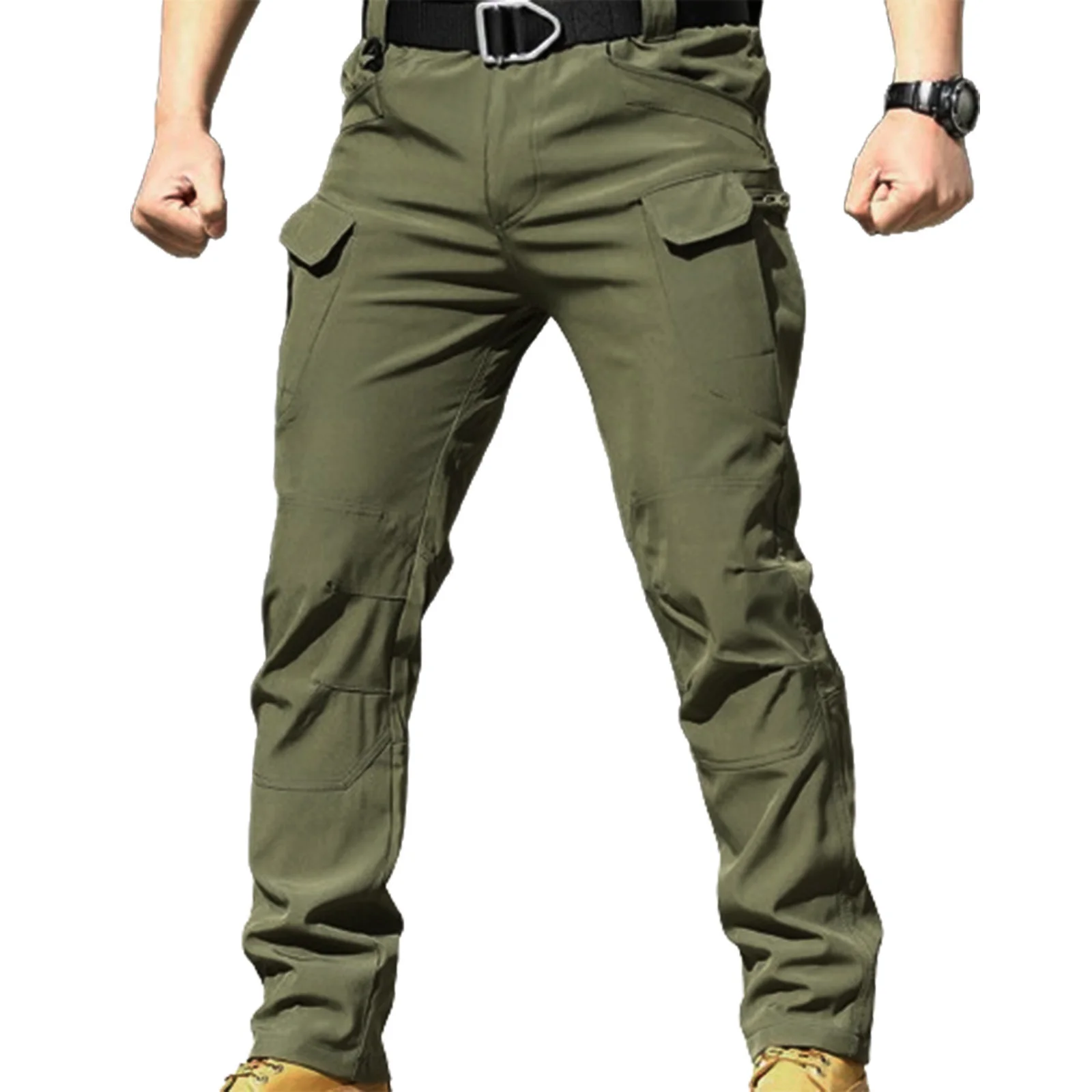 2025 Fashion Male Cargo Pants Solid Color Multi-Pockets Waterproof Trousers Men's Fall Casual Jogger Pants Sweatpants