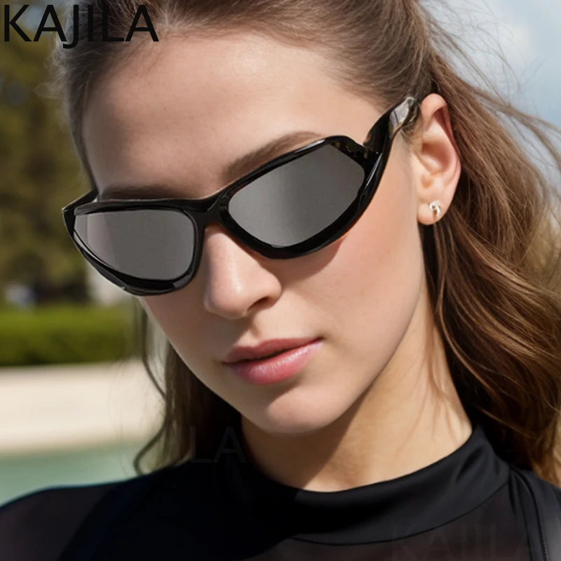 Y2K Punk Sports Cat Eye Sunglasses Women Men 2024 Luxury Brand Rectangle Sun Glasses For Ladies Goggle Shield Wrap Eyewear Shade