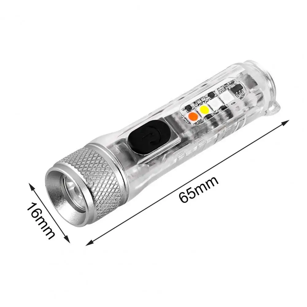 Mini Flashlight with Buckle UV Red LED Flashlight USB Rechargeable Keychain Pocket Lamp Waterproof Light