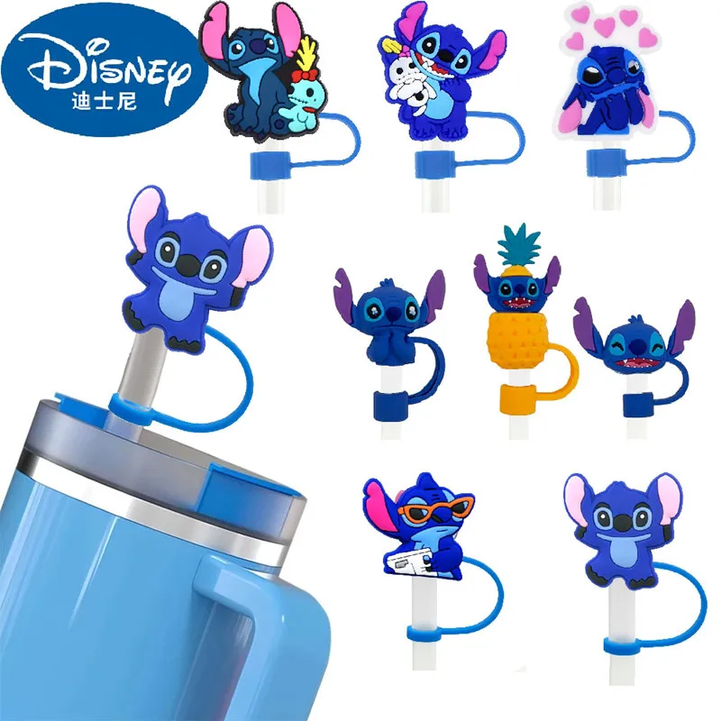 1/8pcs Anime Disney Stitch Straw Cover Cap 8MM Drink Straw Plug Reusable Fit Cup Accessories Straw Cap Gifts