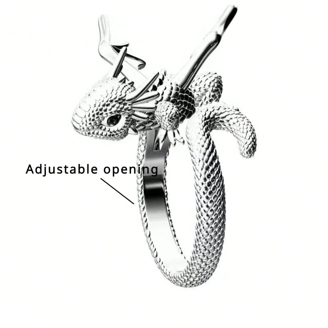 1pc Women Dragon Shaped Animal Adjustable Open Ring