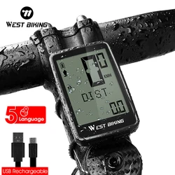 WEST BIKING Bike Computer Wired Bicycle Odometer Speedometer Waterproof Rechargeable Stopwatch Mtb Road Bike Cycling Accessories