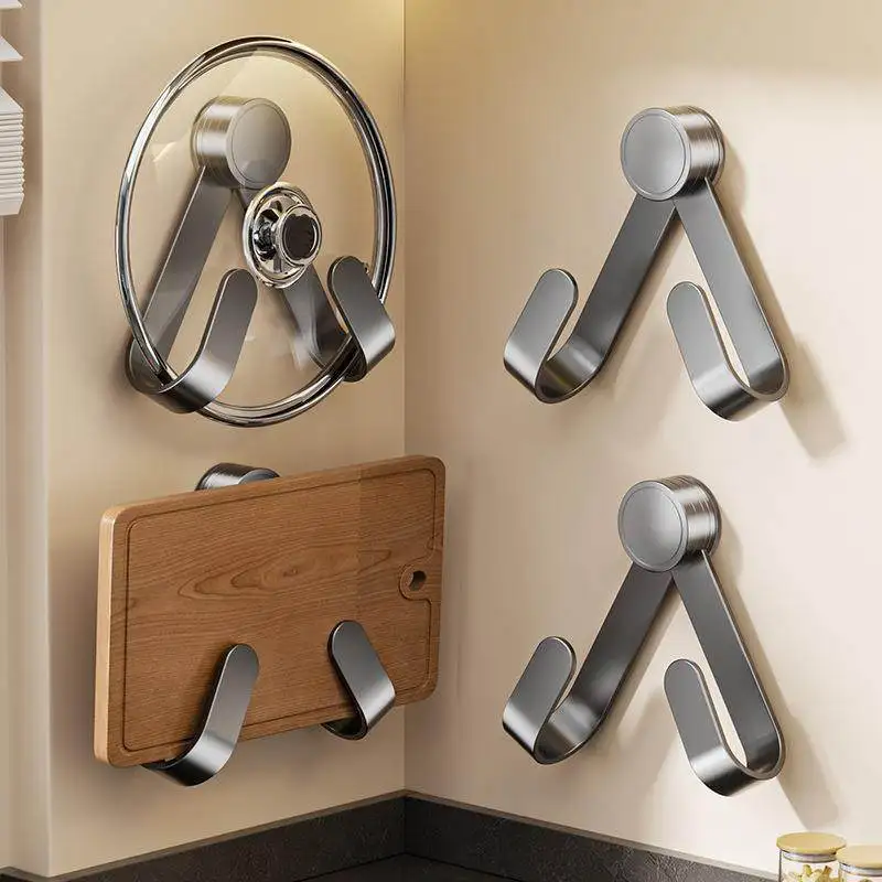Wall Mount Pot Lid Holder Punch Free Suction Cup Stainless Steel Kitchen Organizer Cutting Board Pan Cover Storage Rack