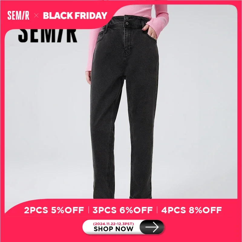 Semir Jeans Frauen High Taille Tapered Pants - 2023 Winter neue Basic All-Match Show Beinlänge Hose