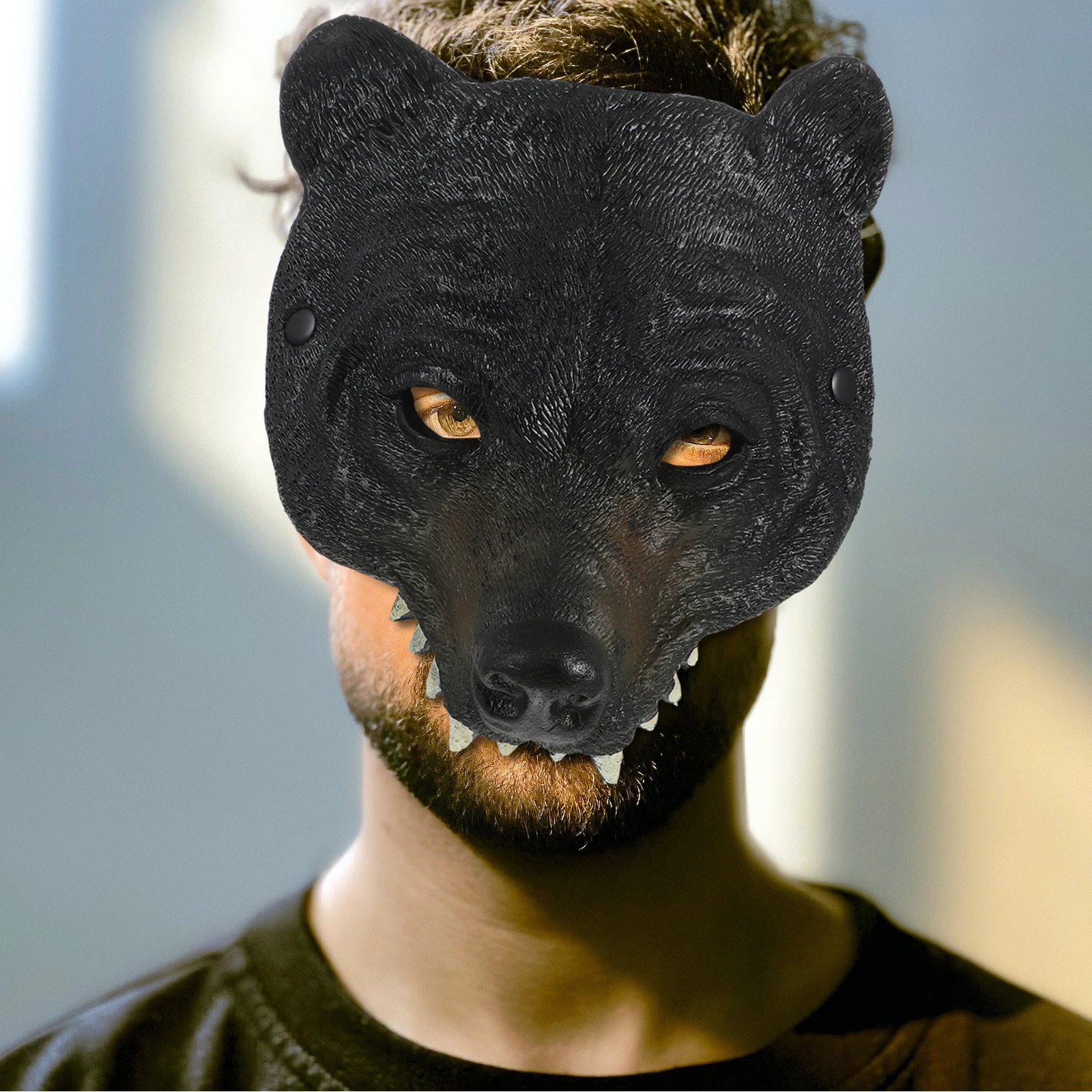 Masker Beruang Masker Kostum Topeng untuk Dewasa Alat Peraga Hewan Ringan Nyaman Aksesori Pesta Karnaval Desain Berbulu