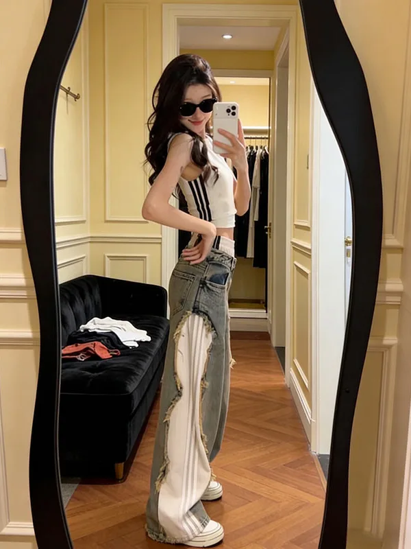 Fashionable Sleeveless Strap Vest Top with High Waist Casual Pants Set Summer 2026 New Arrival Women's Stripe Patterned Outfit
