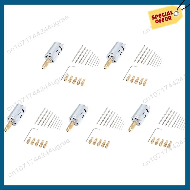 

-A15I 5X Mini Electric Hand Drill Bit Set DC 12V Motor 0.5-3Mm HSS Twist Drill Bit With 25Pcs Chuck Collets