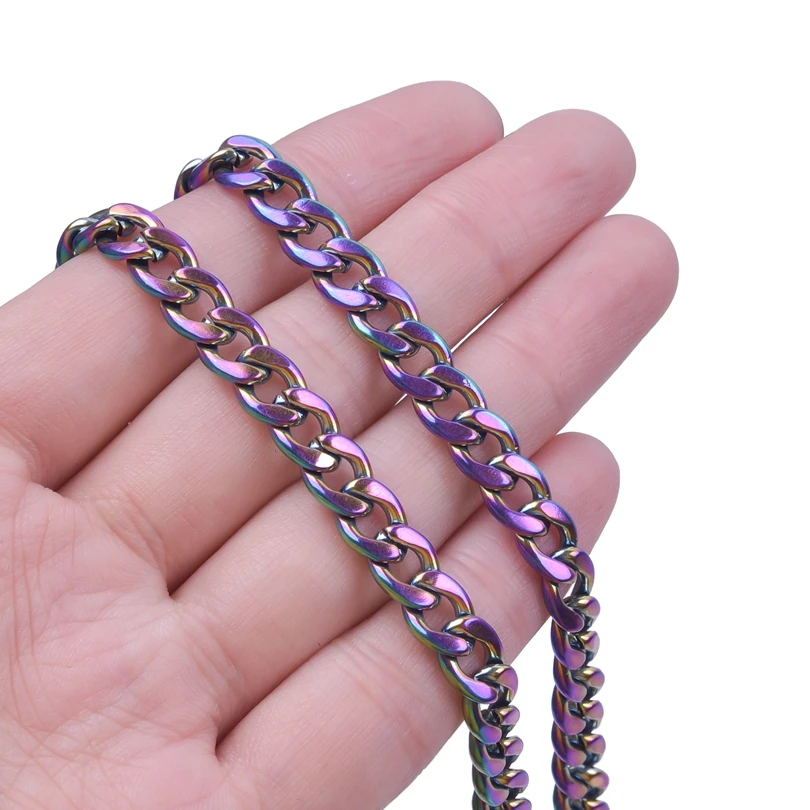 1pcs Thickness6.5mm Stainless Steel Rainbow Color Necklace Chain For Handicrafts Making Material Jewelry Accessories and Parts