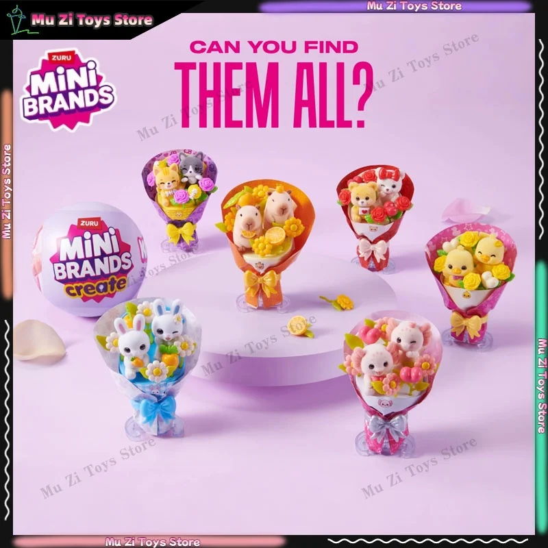 ZURU Mini Brands Mini Kawaii Bouquet Capsule Series Collectable Bear Bouquet with Miniature Flowers 6 Unique Designs To Collect