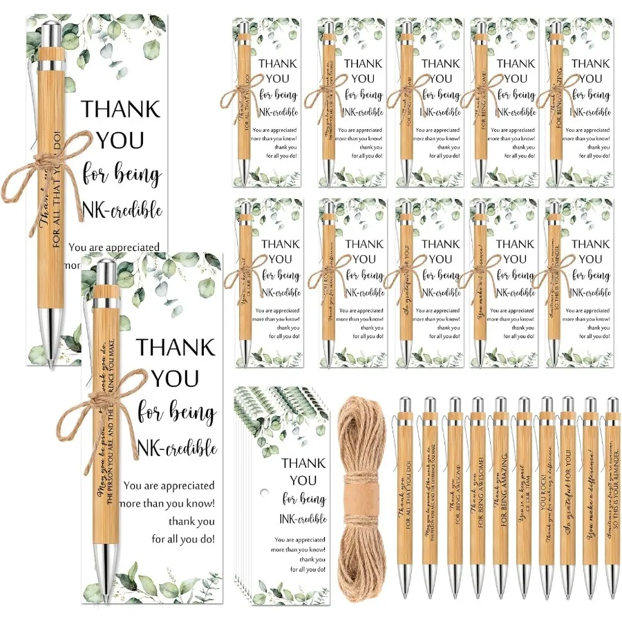 

20 Set Appreciation Gifts May You Be Proud Sign Wood Bamboo Pens with Thank You Bookmark Cards for Classroom Teacher Student Bo