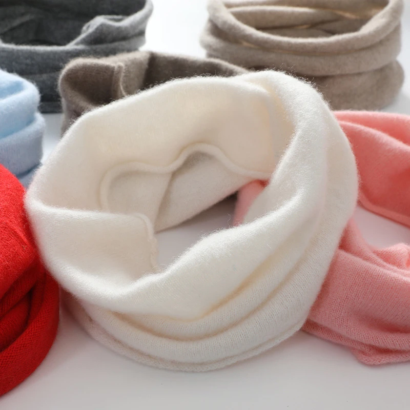 100% الصوف الخالص محبوك حلقة وشاح أنيق برقبة الإناث لينة الدافئة الكشمير كاذبة طوق الرقبة أدفأ هيرباند الشتاء