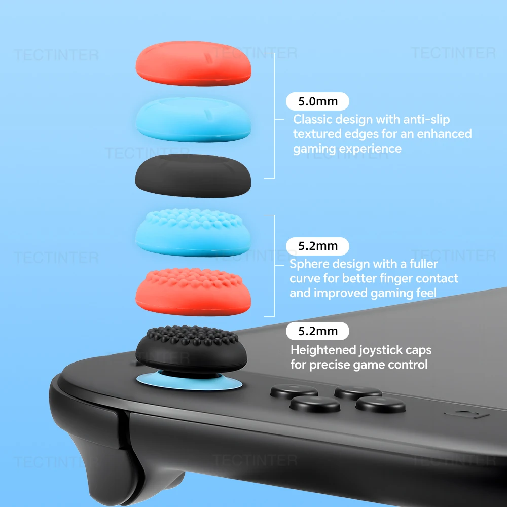 8 قطعة قبضة الإبهام المضادة للانزلاق لنينتندو سويتش 2 تحكم ثلاثية الأبعاد عصا التحكم التناظرية قبعات غطاء سيليكون للتبديل 2 اكسسوارات #3