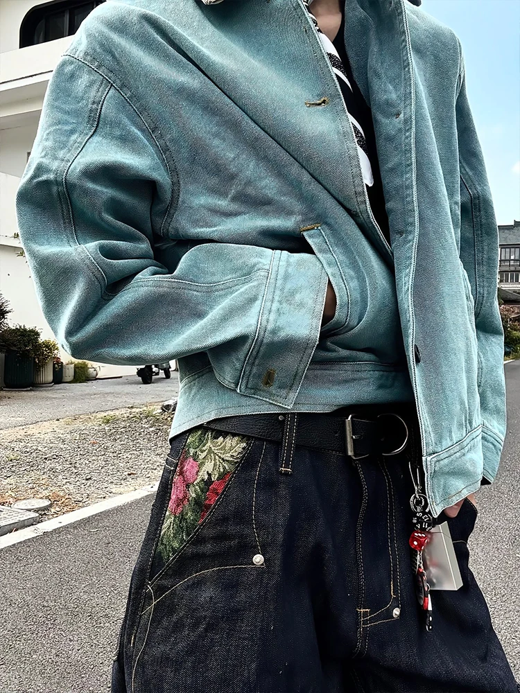 الأمريكية Sle الرجال البيسبول Jaet ربيع الخريف واسعة Boxy عمال كلينفيت ديترويت Utili معطف مستقيم هيم عادية #3