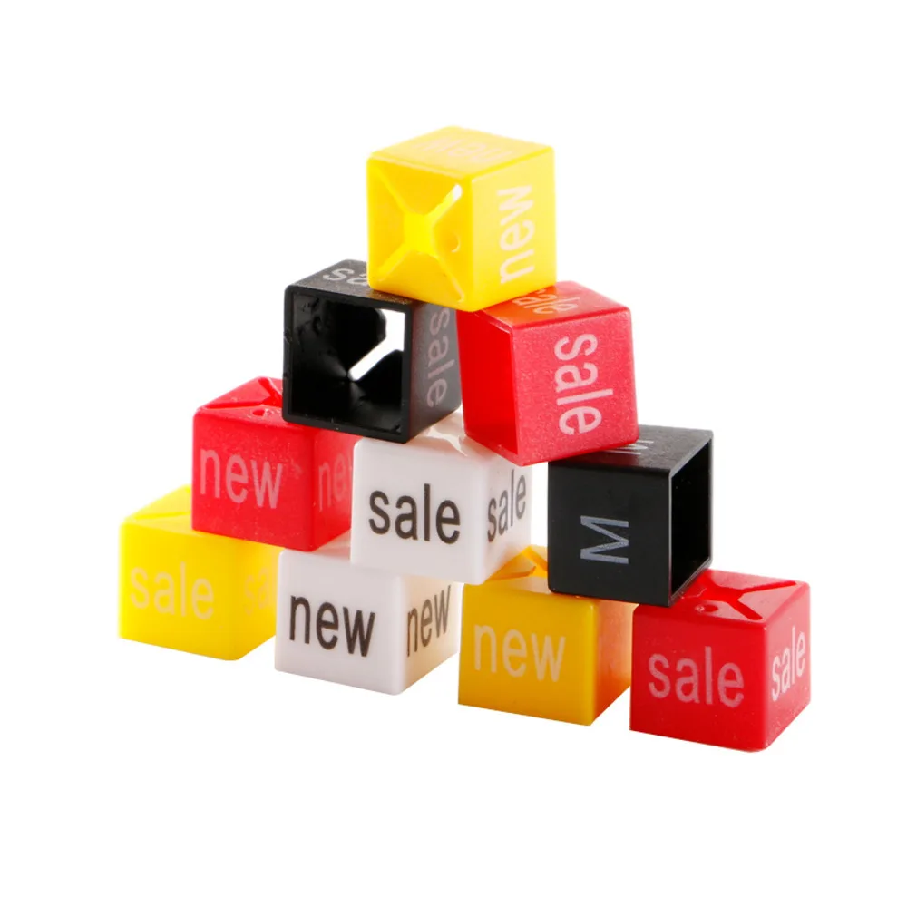 Colored Plastic Size Marker Hot Sale Perprinted Garment Lable Square Size Marker Tags For Hangers 20pcs