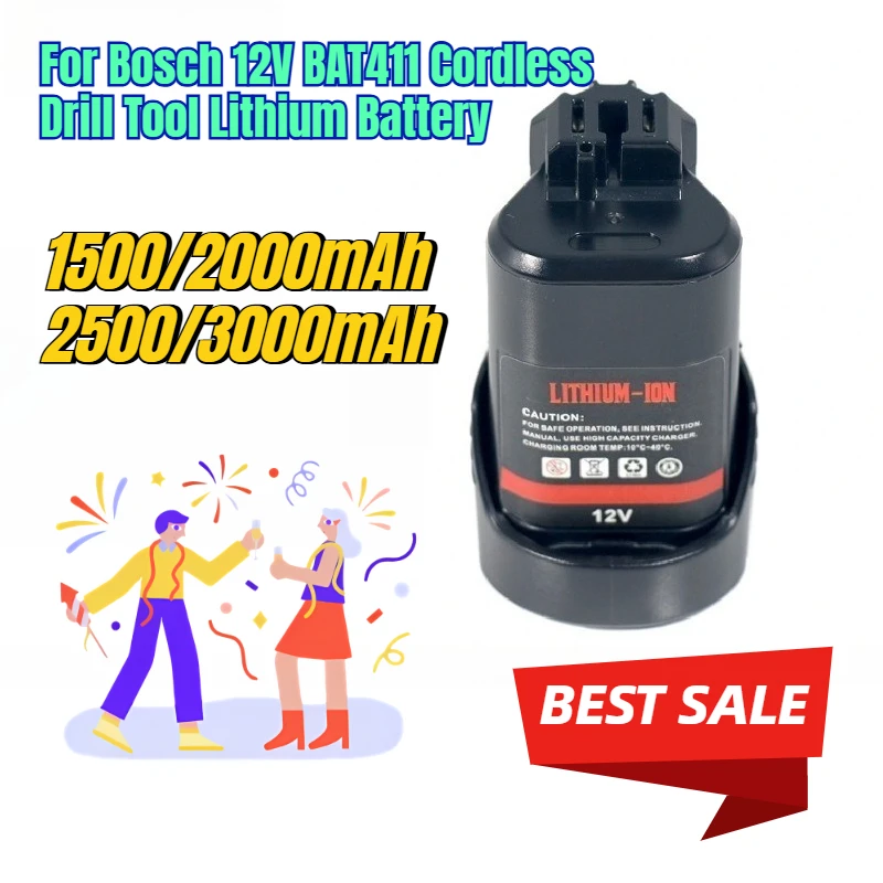 

1500/2000/2500/3000mAh for Bosch 12V BAT411 Cordless Drill Tool Lithium Battery