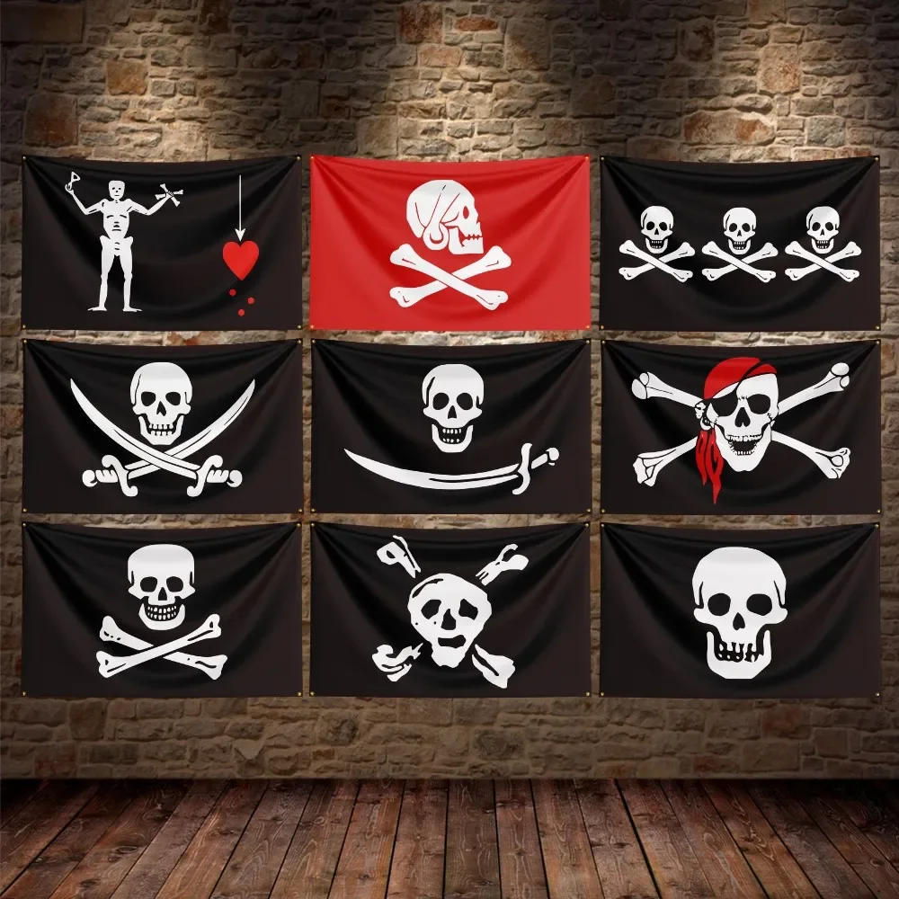3X5Ft Blackbeard Pirate Edward Teach Flag Polyester Digital Printing Banner For Decor