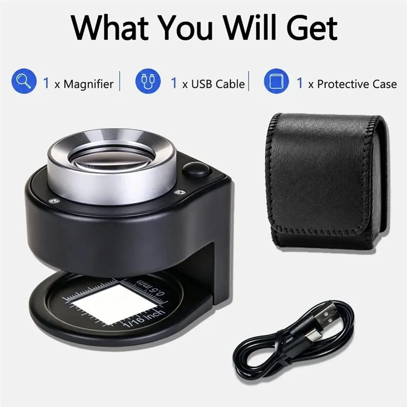 Hot Trend-Rechargeable 30X Desktop Jewelers Loupe With LED& UV Light, Desktop Magnifier Featuring 3 LED& 3 UV Lamps Glass