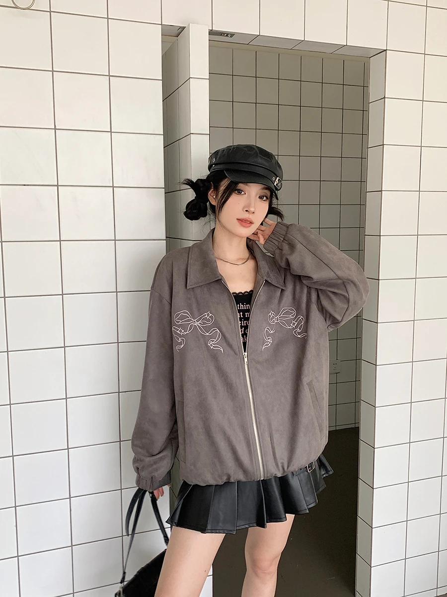 

Повседневная свободная женская куртка с глубокими глазами, осенне-зимний уличный топ с вышивкой, удобная модная женская верхняя одежда