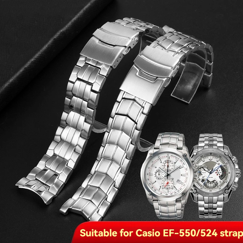Pour Casio Edifice EF-550/EF-524D remplacement de Bracelet de montre en acier inoxydable, Bracelet en caoutchouc de Silicone hommes, Bracelet Durable étanche