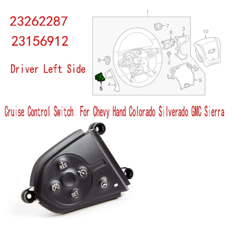 

23262287 AC Delco Cruise Control Switch Driver Left Side For Chevy Hand Colorado Silverado GMC Sierra 23156912 Replacement Parts