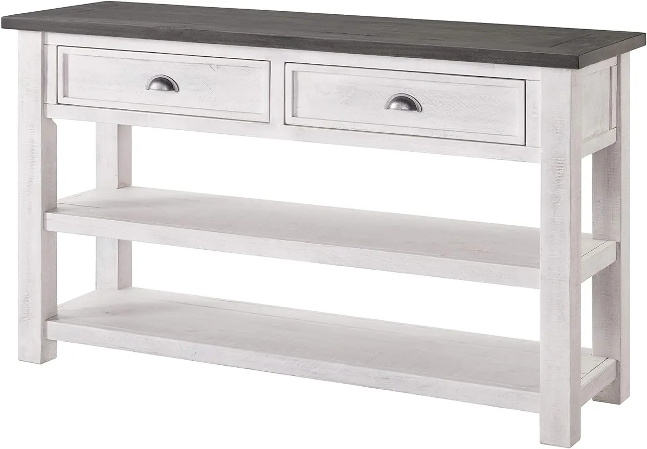 

Svensson Home Monterey Solid Wood Sofa Console Table White with Grey Top