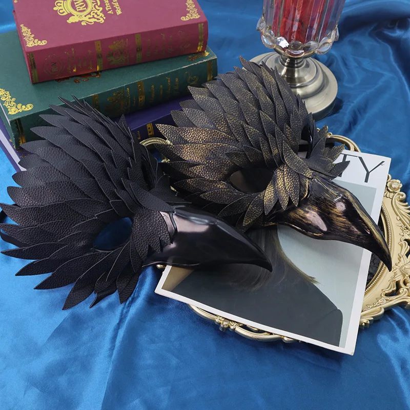 Feather Bird Beak Eagle Half Face Mask Cosplay Animal Bird Mouth Leather Masks Halloween Carnival Party Costume Props