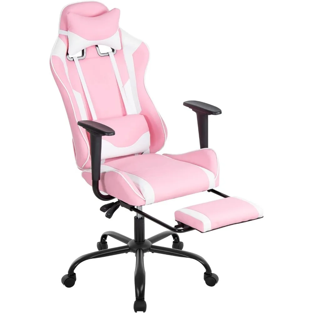 

PC Gaming Chair Ergonomic OfficeChair Executive High Back PU Leather Racing Computer Chair with Lumbar Support Footrest